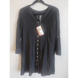 Johnny Was Black Cotton Dress Shear size Med